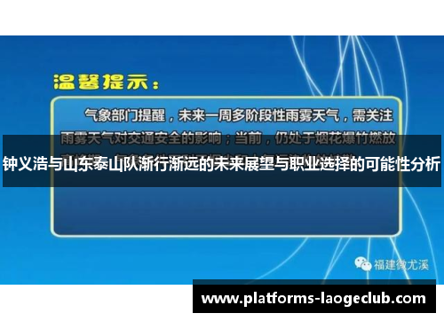 钟义浩与山东泰山队渐行渐远的未来展望与职业选择的可能性分析 钟义浩与山东泰山队渐行渐远的未来展望与职业选择的可能性分析