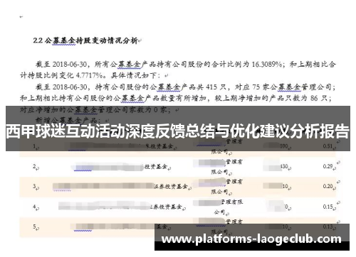西甲球迷互动活动深度反馈总结与优化建议分析报告